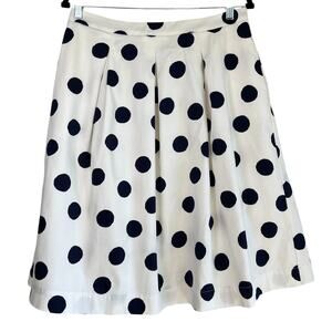 Boden Lola Polka Dot A-Line Pleated Midi Skirt Size 10 Petite Preppy Academia